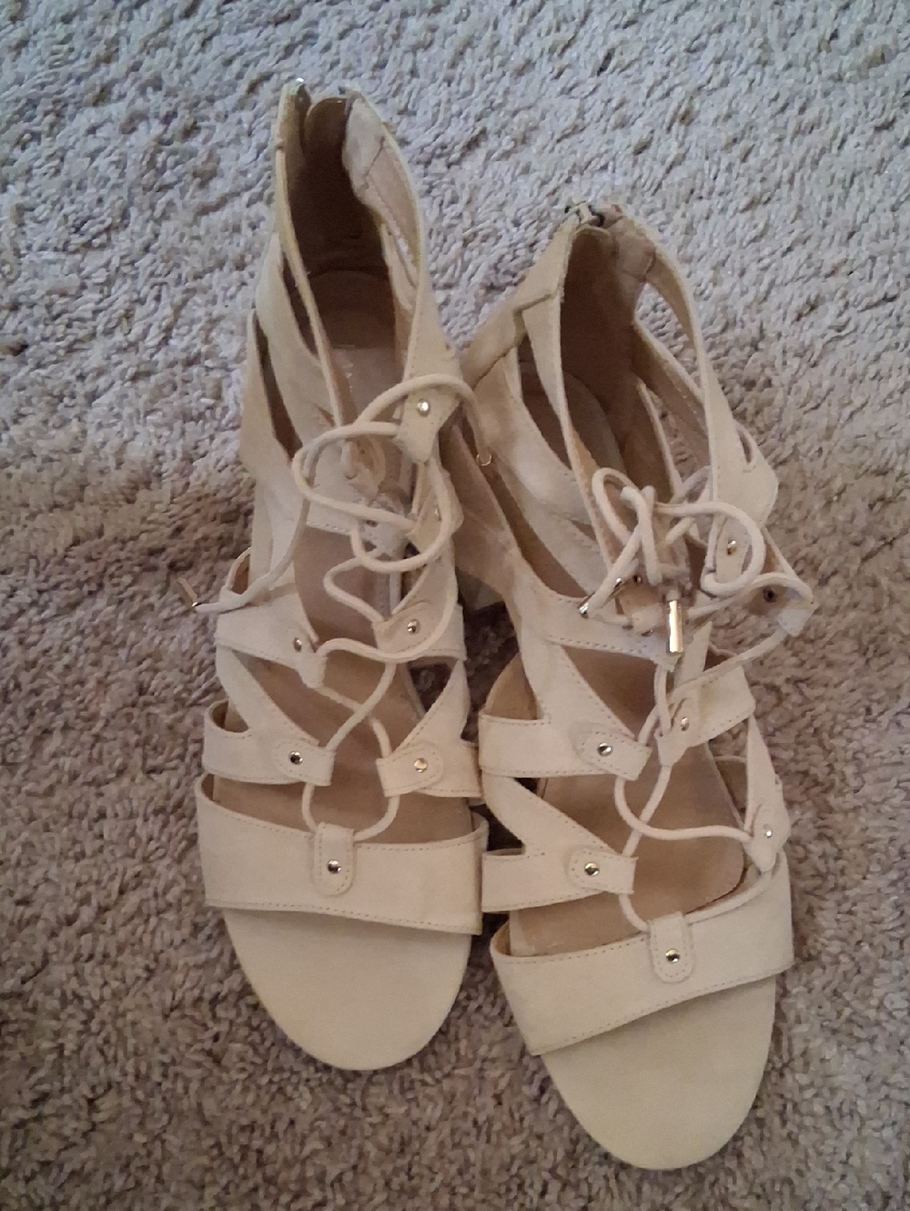 Lane Bryant Beige Lace-Up Gladiator Sandals